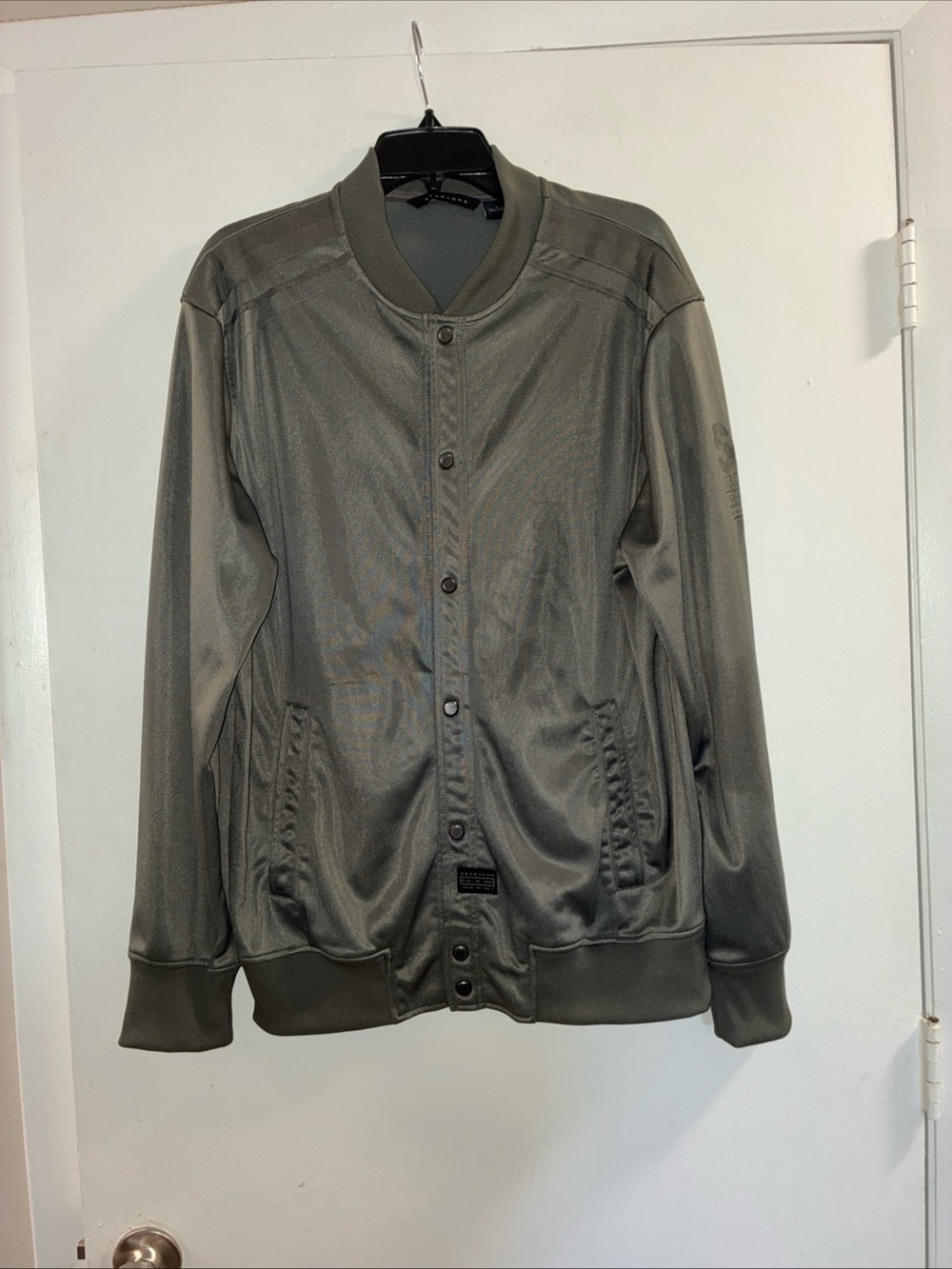 Y2K Sean John Olive-Green Bomber Jacket with Ribbed Trim